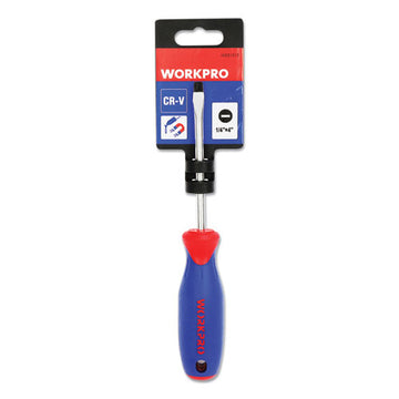 Workpro® Straight-handle Cushion-grip Screwdriver, 1-4" Slotted Tip, 4" Shaft freeshipping - TVN Wholesale